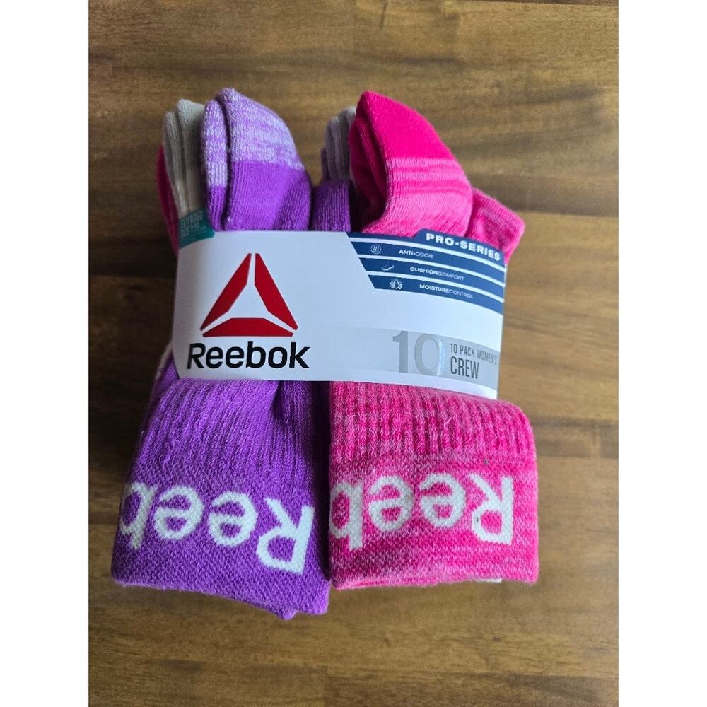 Reebok Women's Pro Series Cushion Crew Socks, 10-Pack Extended Size 9-12